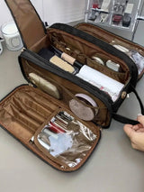 Portable Makeup Bag, Travel Cosmetic Bag, Back to School, Travel Accessories, Zipper Makeup Organizer Pouch, Versatile Storage Bag for Skincare, Lotion, Cream, Lip Balm, Eyeliners, Makeup Brushes, Stationery, Travel Bag, Makeup Tool Organizer