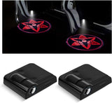 2Pcs Car Door Projector Lights, Wireless LED Welcome Lamp, Red Flag