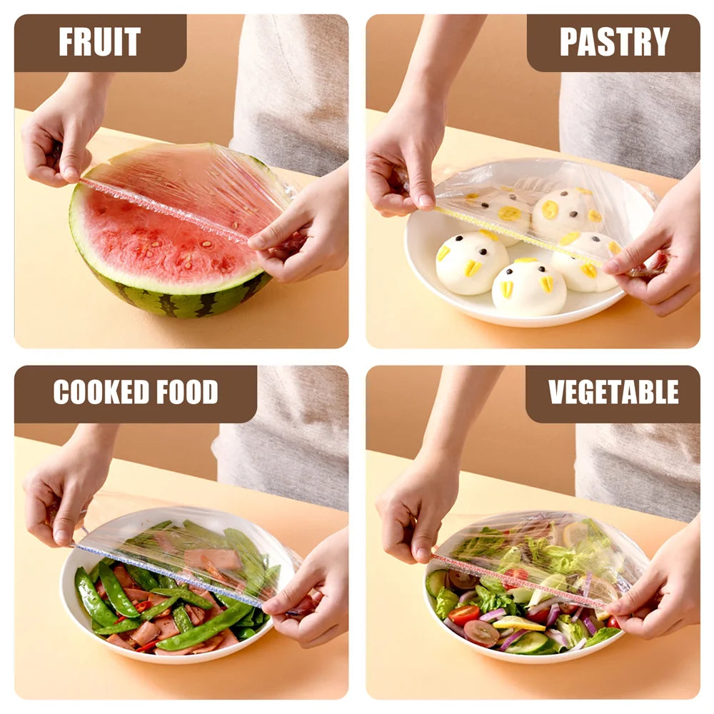 Plastic Bowl Covers Food Cover, Food Keeping Bags Elastic Reusable Plastic Stretch Elastic Food Storage Covers Kitchen Dining Plate Bread Proofing Universal Kitchen Wrap