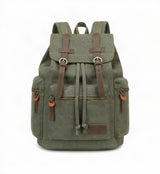 Vintage Backpack Leather Trim Casual Bookbag Men Women Laptop Travel Rucksack