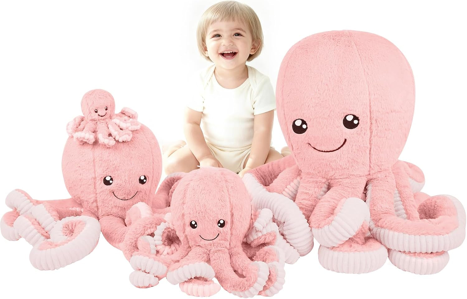 Octopus Plush Toy, Cute Stuffed Animal in 5 Colors 4 Sizes for Gift