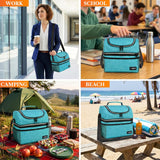 Insulated Lunch Bag for Men Women, Double Decker Leakproof, Teal Blue