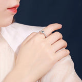 Micro Pave Zircon Engagement Ring for Women — 925 Sterling Silver, 18K White Gold, AAA CZ