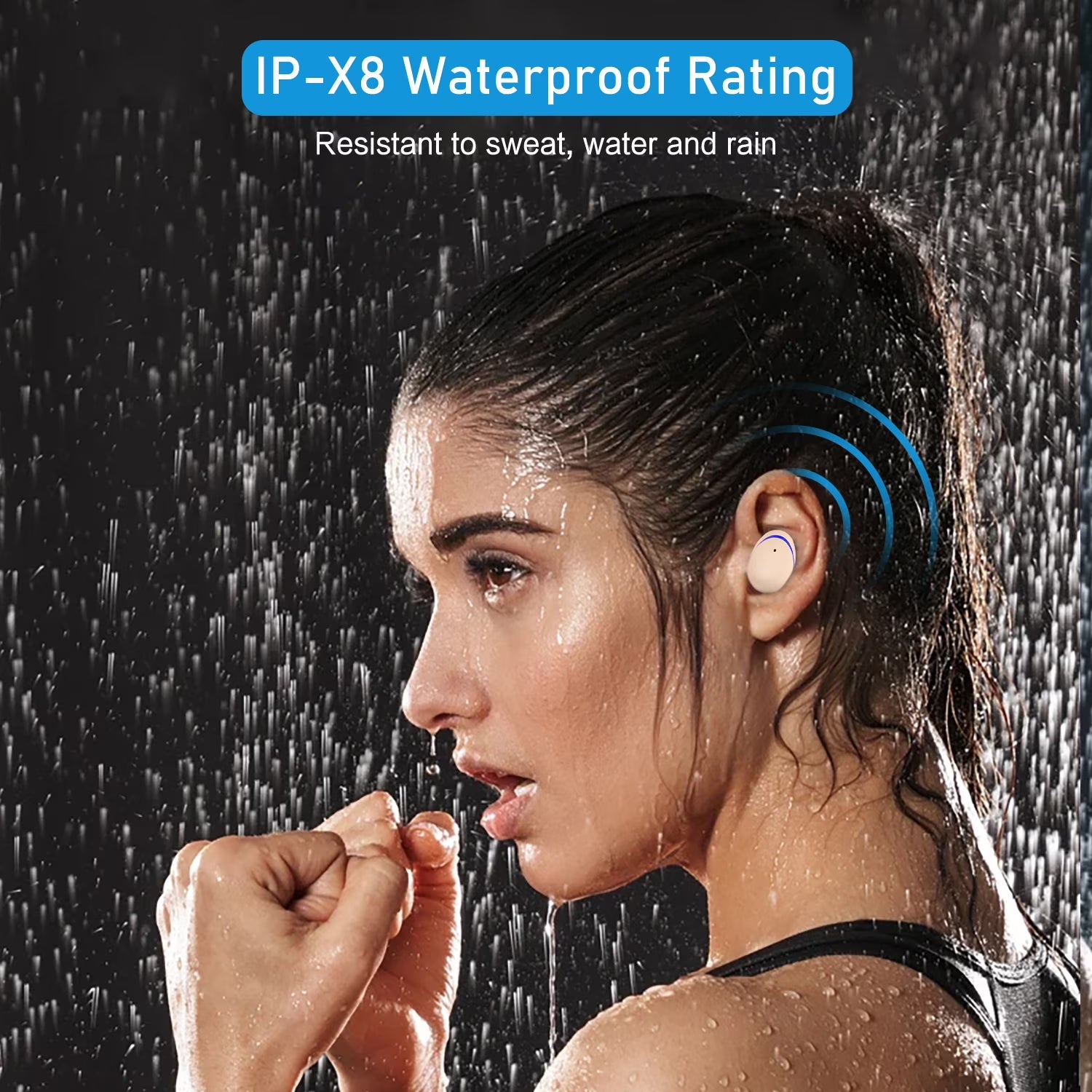 Wireless Earbuds Noise Cancelling, IPX8 in Ear Headphones, Deep Bass, 60H LED Case, Clear Calls, Touch Control for Sleep/Running
