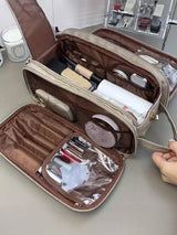 Portable Makeup Bag, Travel Cosmetic Bag, Back to School, Travel Accessories, Zipper Makeup Organizer Pouch, Versatile Storage Bag for Skincare, Lotion, Cream, Lip Balm, Eyeliners, Makeup Brushes, Stationery, Travel Bag, Makeup Tool Organizer