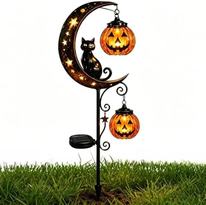 Solar Pumpkin Moon Garden Stake Light