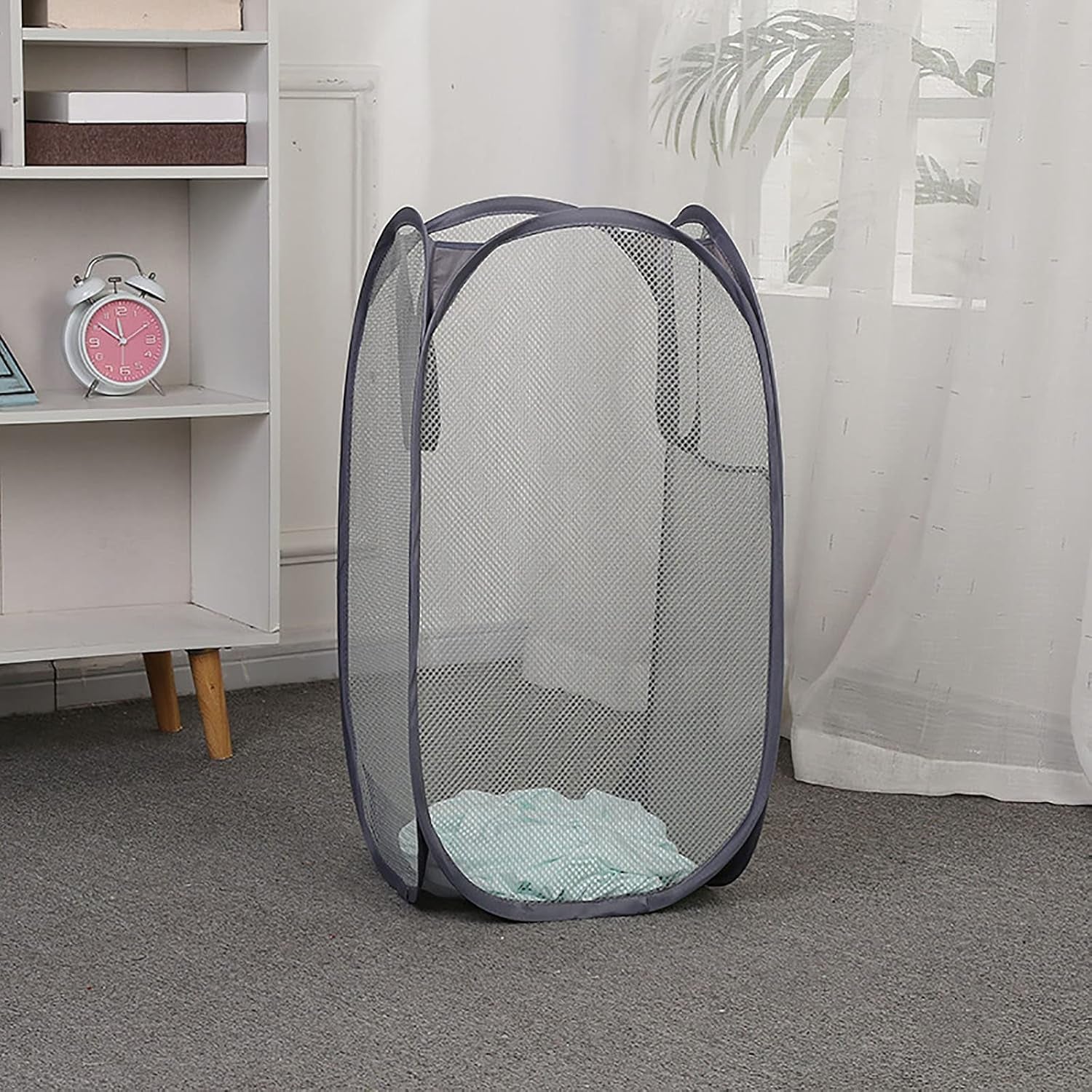 Collapsible Mesh Laundry Hamper – Foldable Pop-Up Basket