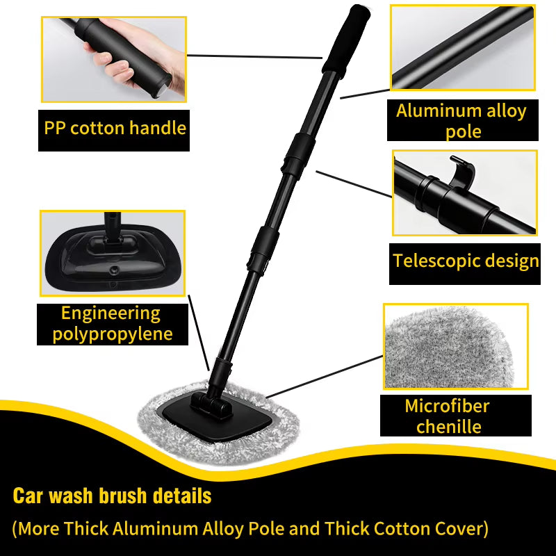 Telescopic Car Wash Mop – Long Handle Cleaning Brush