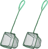 Aquarium Fish Net with Braided Metal Handle Square Net with Soft Fine Mesh Sludge Food Residue Wastes Skimming Cleaning Net for Fish Tanks Small Koi Ponds and Pools