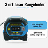 Laser Tape Measure 3 in 1 Digital Tape Measure High Precision Laser Rangefinder Steel Tape Measure
