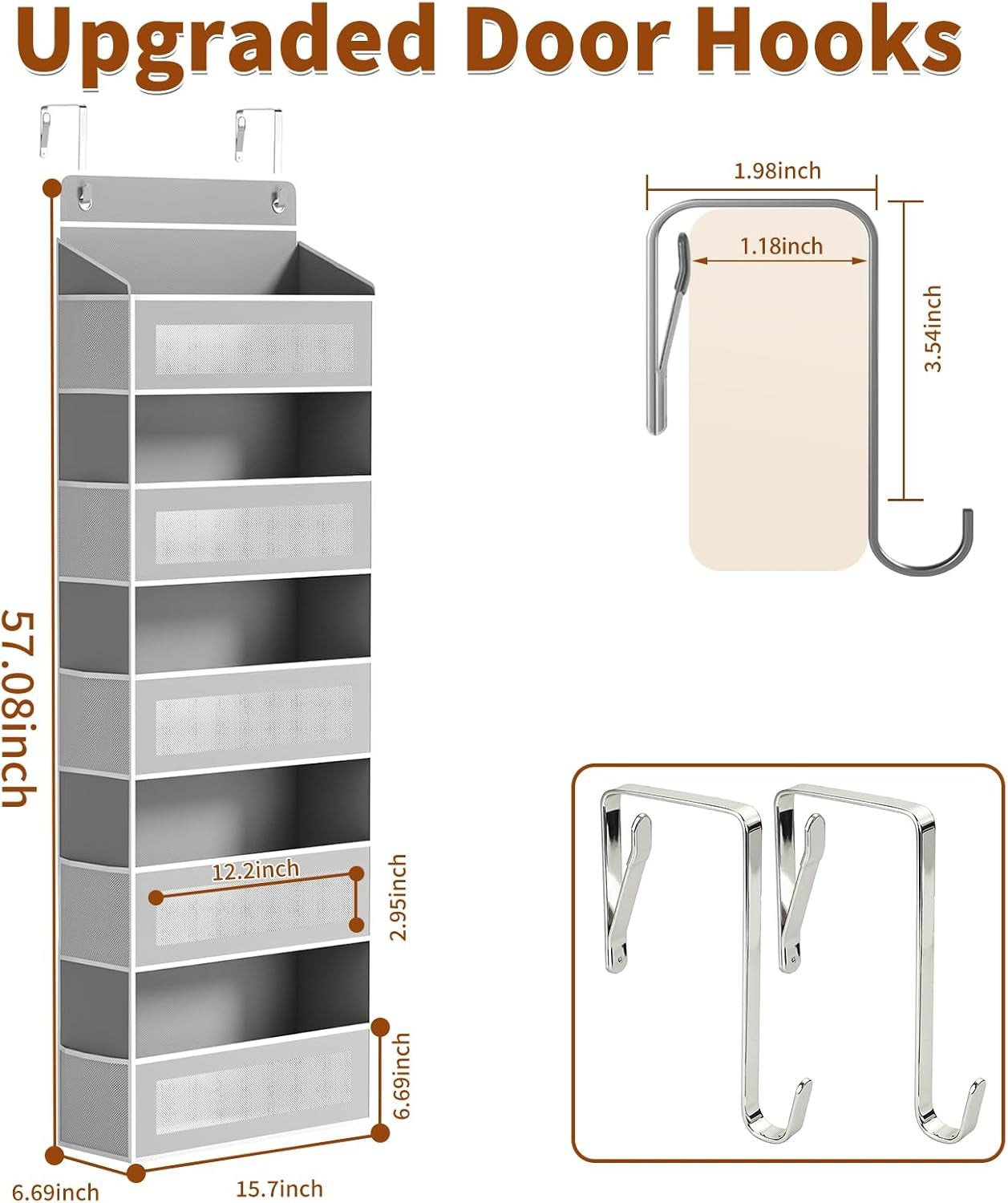 5-Tier Over-the-Door Organizer – Hanging Storage with 10 Side Pockets