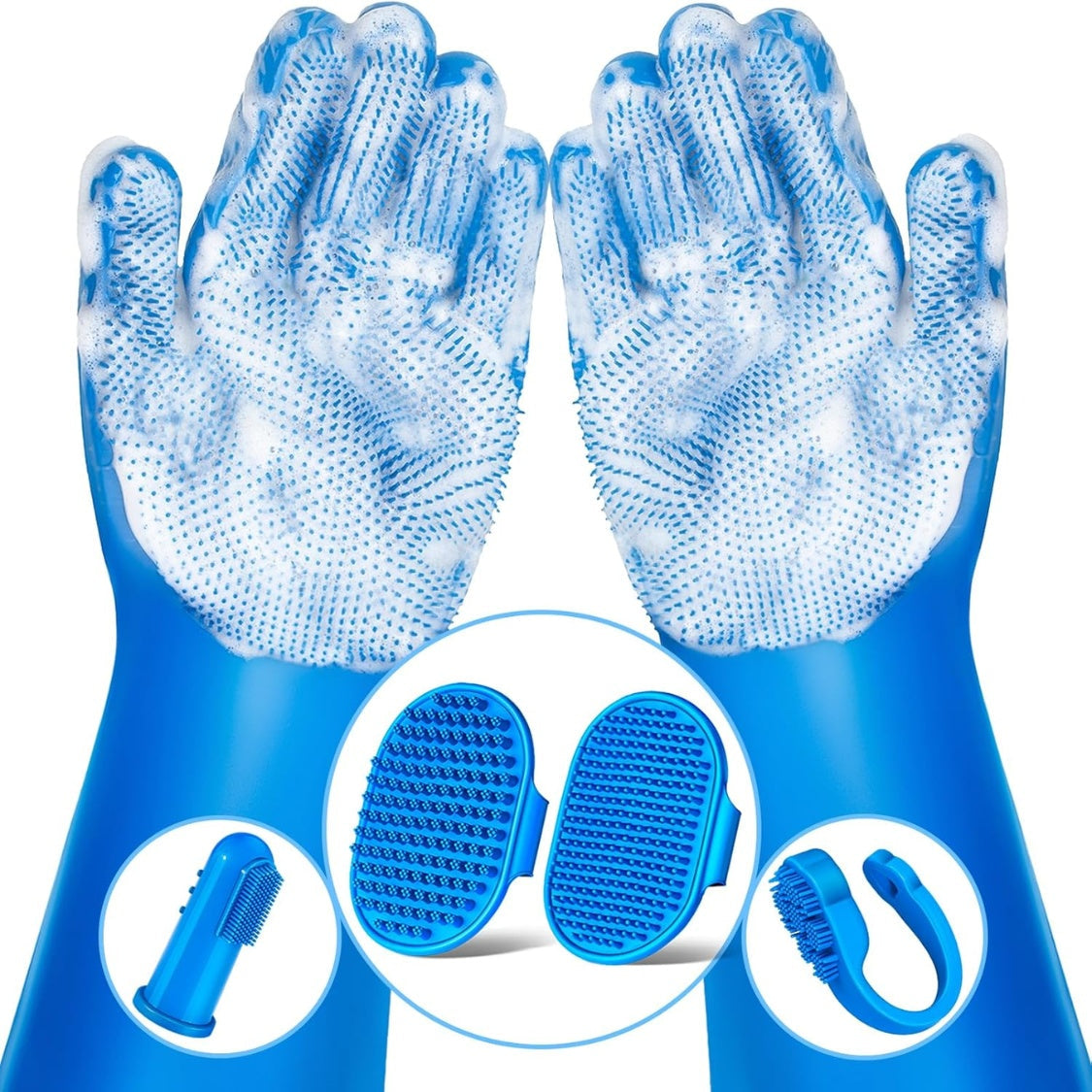 6PCS Grooming Bath Supplies for Dogs, Cats Dog Washing Gloves Dog Bath Brush Dog Shower Brush Pet Grooming Gloves Dog Grooming Kit Pet