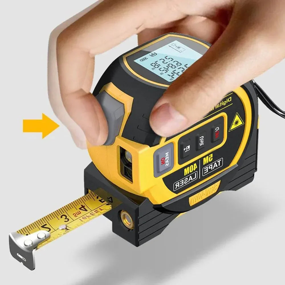 Laser Tape Measure 3 in 1 Digital Tape Measure High Precision Laser Rangefinder Steel Tape Measure