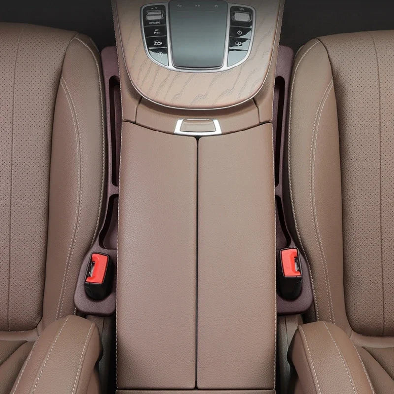 2PCS Car Seat Gap Filler, PU Waterproof Organizer with Storage Grooves, Auto Interior Accessories for Phone & Keys