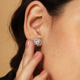 Round Brilliant CZ Hoop Earrings for Women — 925 Sterling Silver, Diamond-Cut Style