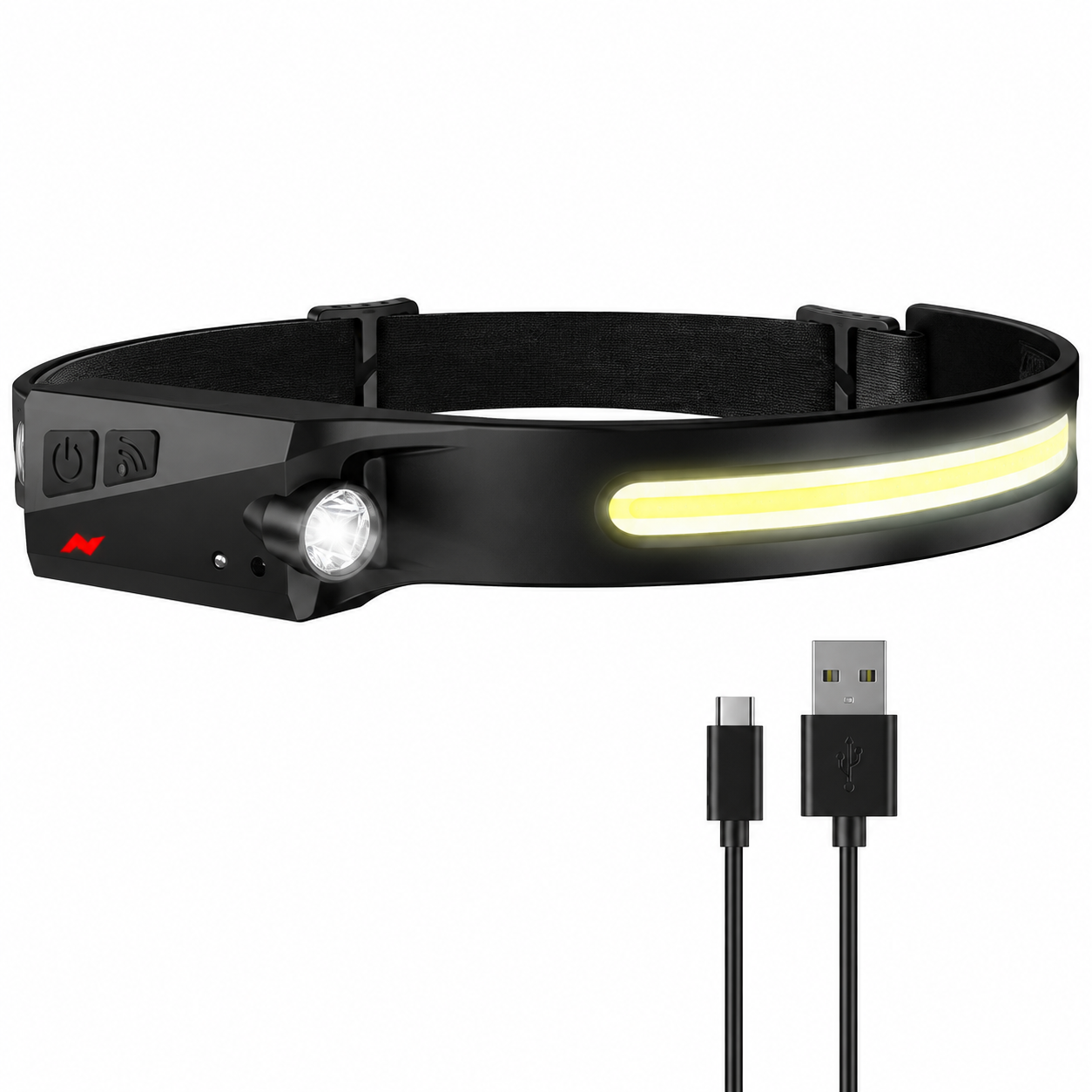 COB LED Headlamp USB Rechargeable Headlight Torch Work Light Bar Head Band Lamp