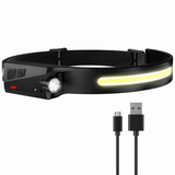 COB LED Headlamp USB Rechargeable Headlight Torch Work Light Bar Head Band Lamp
