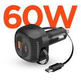 HyperGear SpeedBoost 60W Retractable USB-C Fast Car Charger