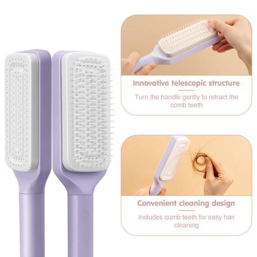 Self Cleaning Hair Brush | Anti-Static Scalp Massage Detangling Hairbrush
