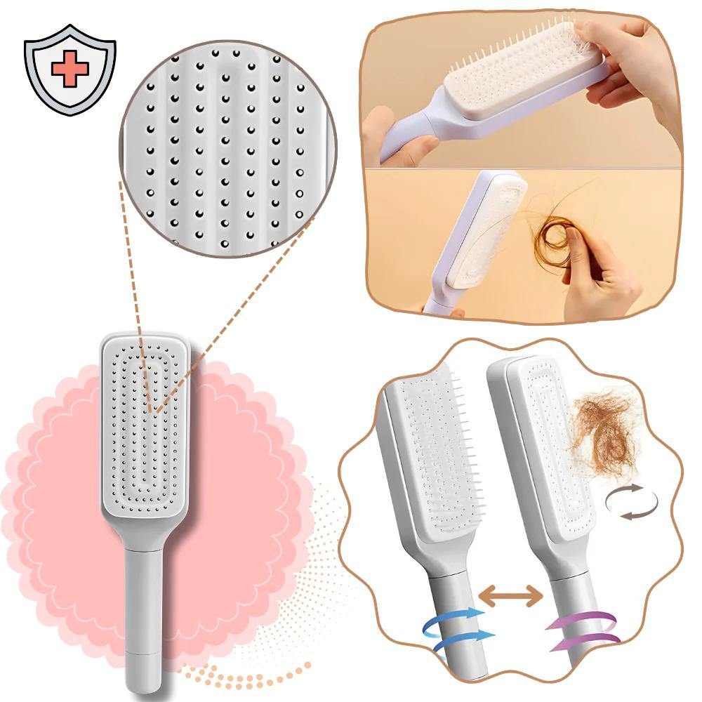 Self Cleaning Hair Brush | Anti-Static Scalp Massage Detangling Hairbrush