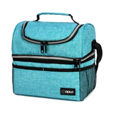 Insulated Double Decker Lunch Bag – Leakproof Lunch Tote for Men & Women, Teal Blue