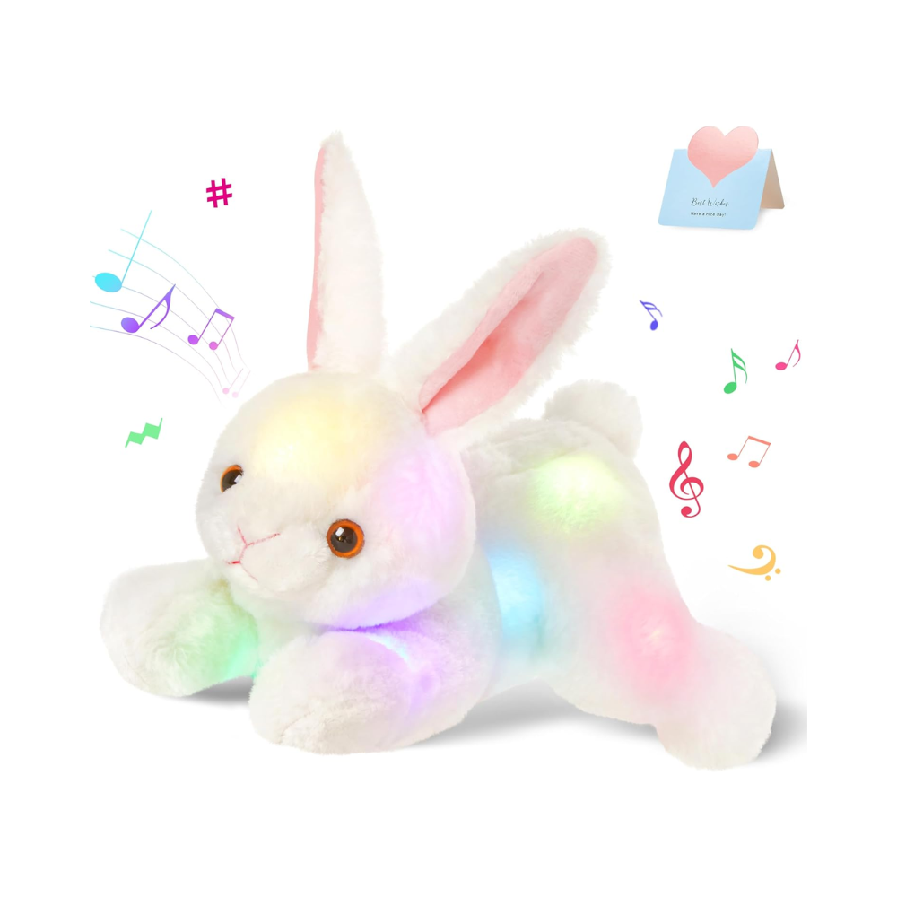 14-Inch Light-Up Musical Bunny Plush Toy – LED Stuffed Rabbit