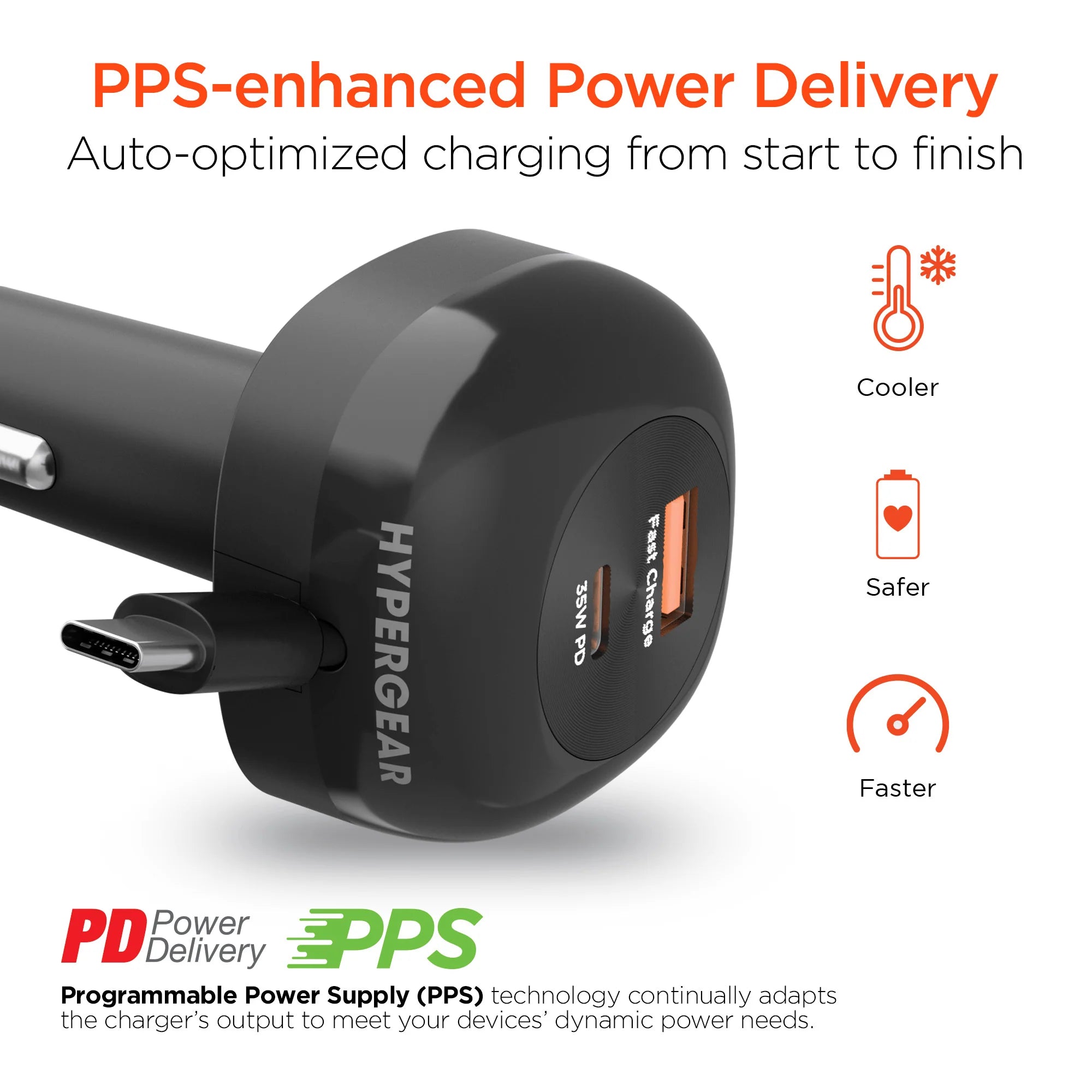 Hypergear Speedboost 60W Retractable Car Charger