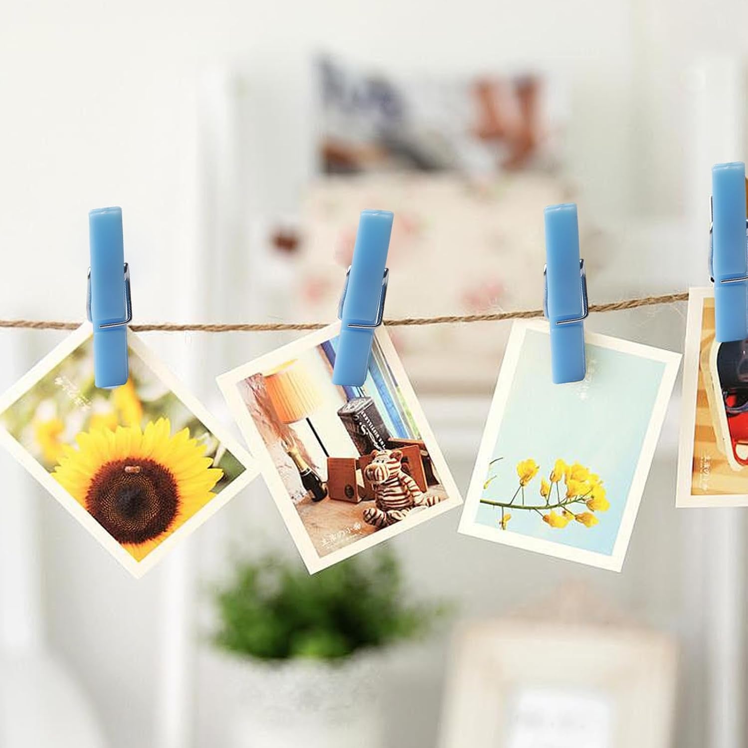 100PCS Mini Plastic Clothespins – Blue Laundry & Craft Clips