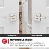 Casey Square Half-Dummy Lever Doorknob Satin Nickel