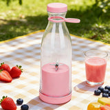 New 380Ml Electric Juicer Mini Wine Bottle Blender Fruit Mixers 6 Blades Charging Juicer Cup Small Household Portable Juicer Ble