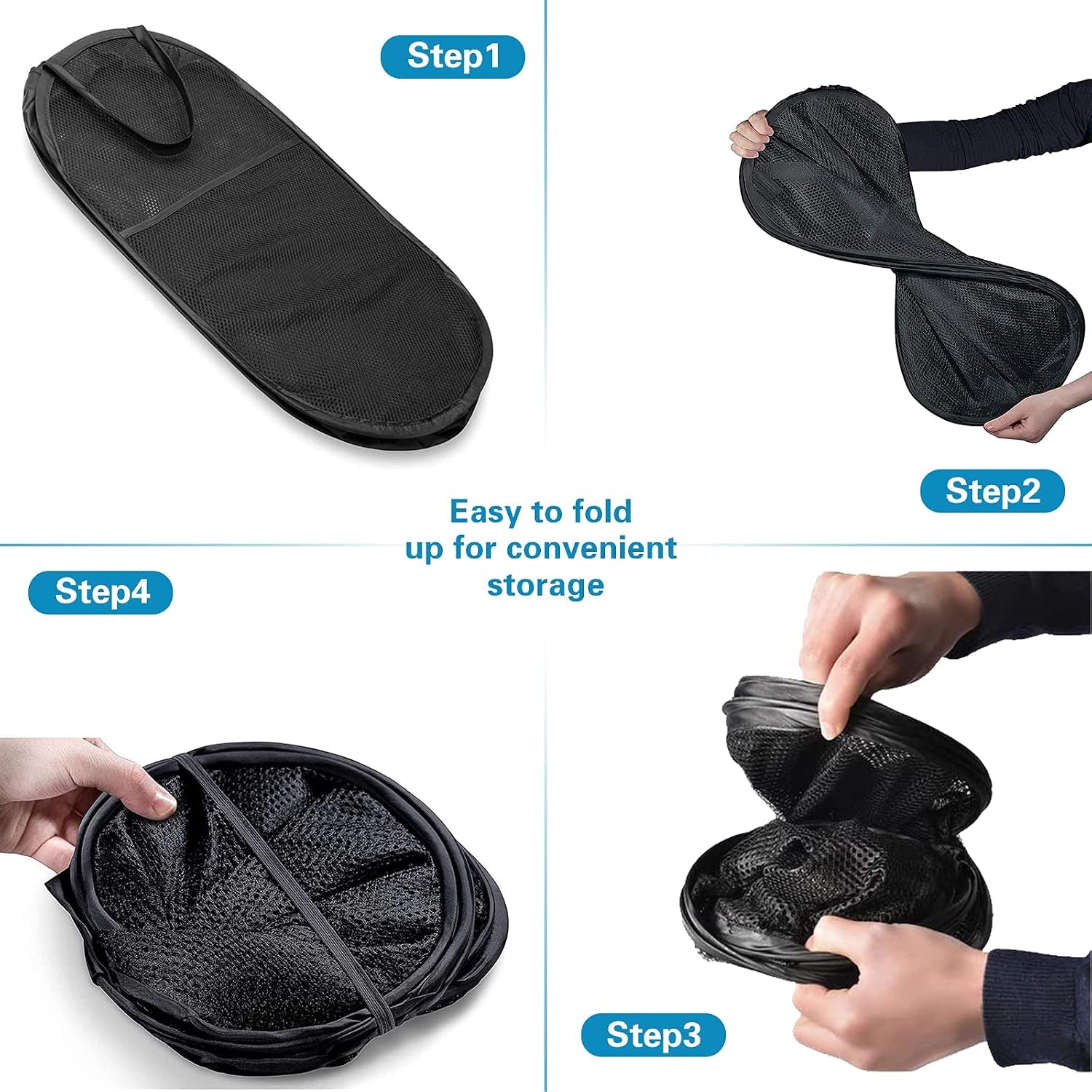 Collapsible Mesh Laundry Hamper – Foldable Pop-Up Basket