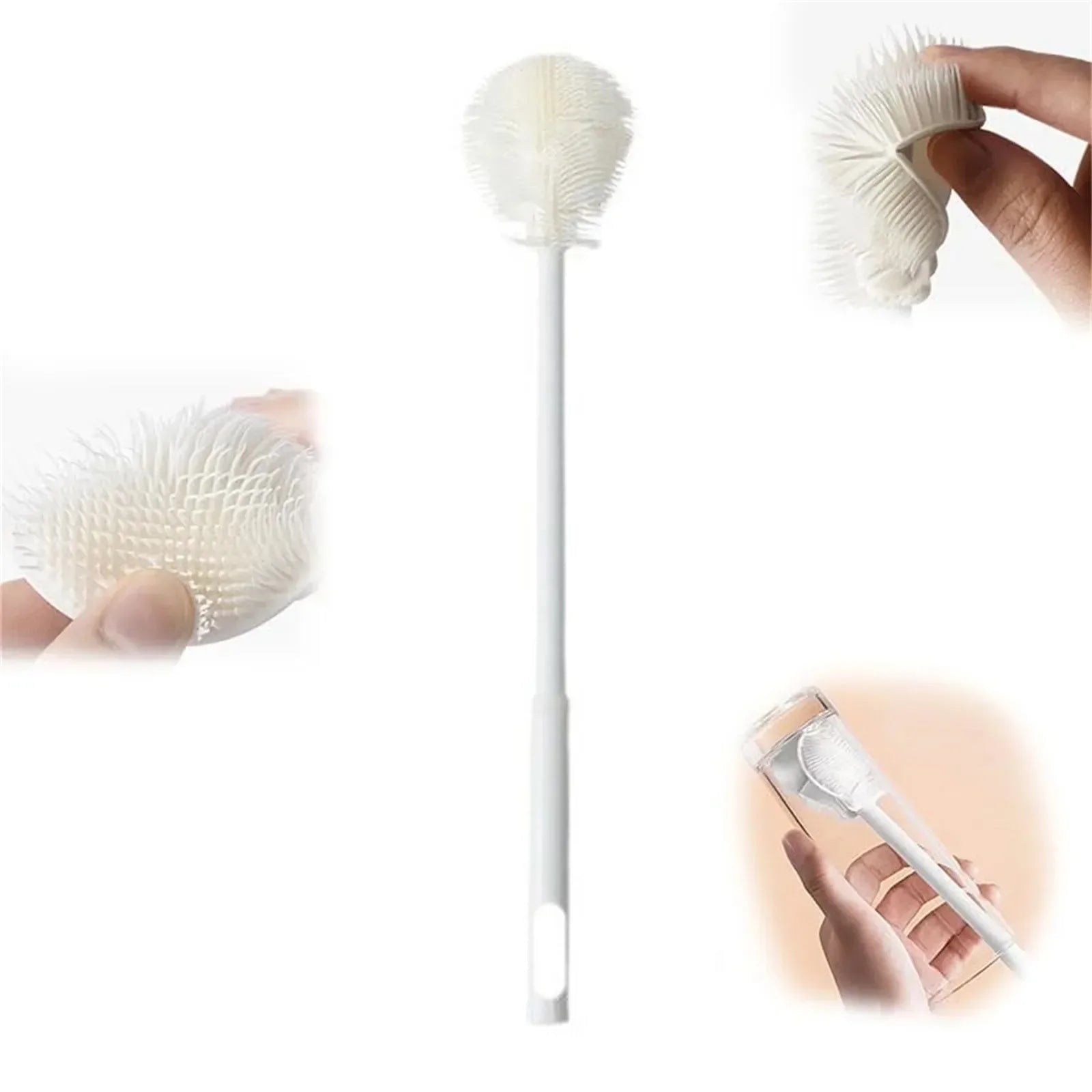 Silicone Bottle Cleaning Brush – Long Handle 360° Flexible Cup & Bottle Cleaner