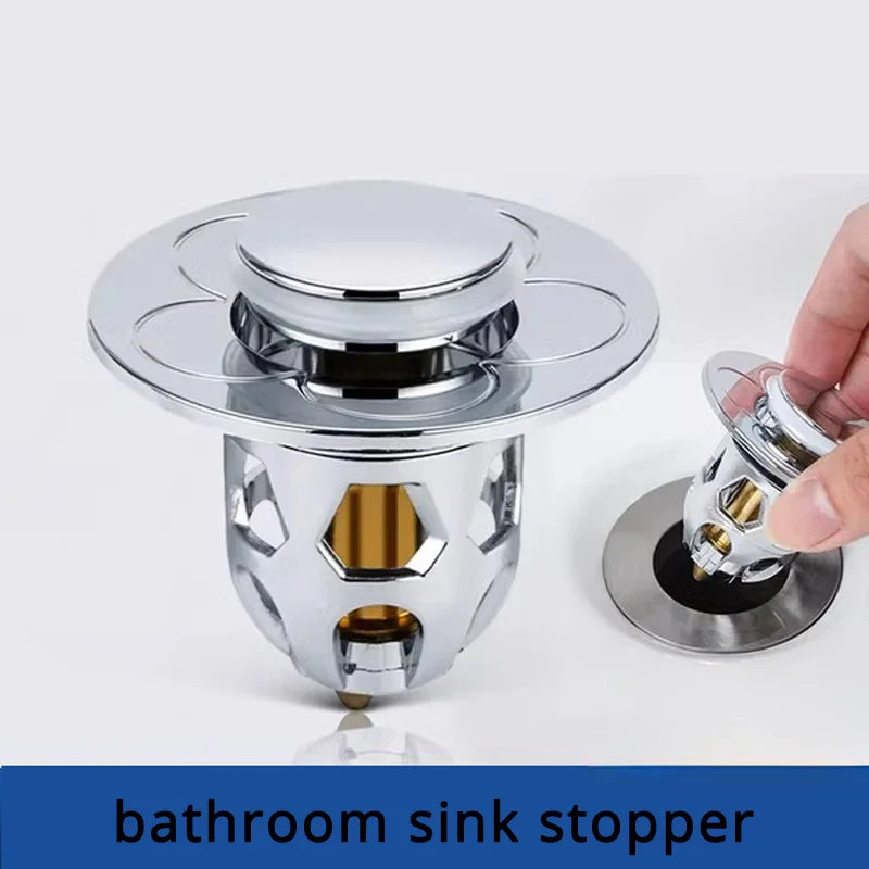 Universal Pop-Up Sink Stopper and Drain Plug for Bathroom Washbasins and Bathtubs