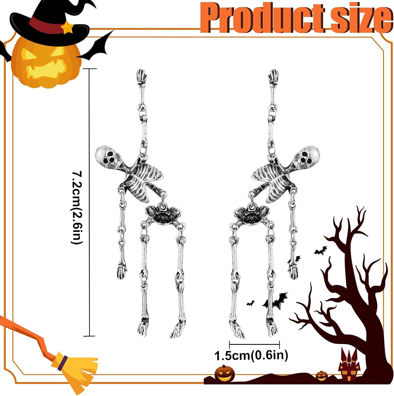 Halloween Earrings for Women Gothic Punk Skull Halloween Jewelry