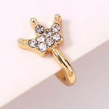 Gold Rhinestone Nose Ring, Mini Crown Rhinestone Nose Ring, Piercing Crown Nose Clip