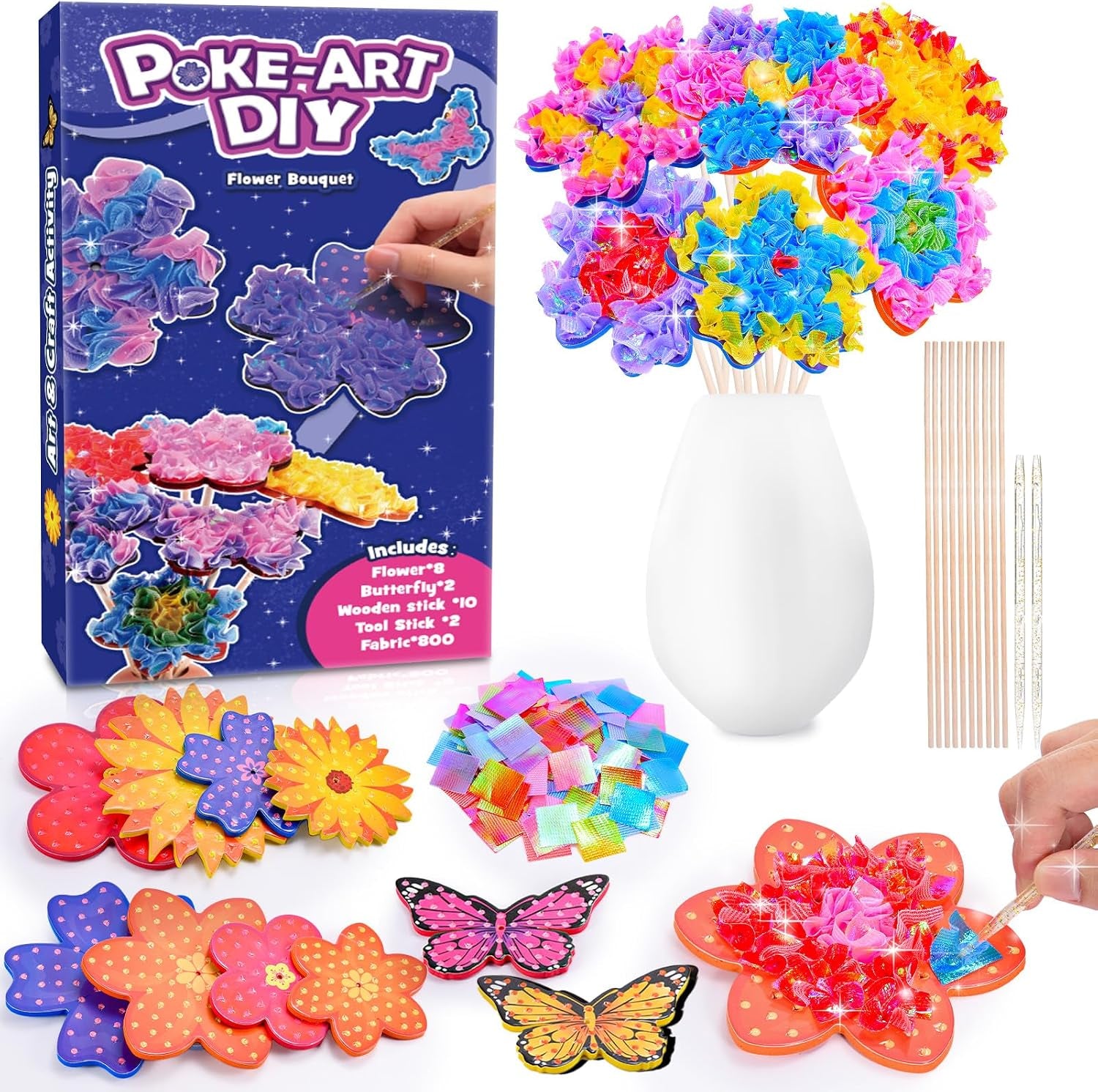 Poke Art Princess Craft Kits - DIY Magical Princesses, Mess-Free Creative Activity Arts and Crafts for Kids Ages 3-12, Birthday Christmas Gifts & Party Favors for Girls & Boys