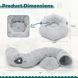 JHK Cat Tunnel Bed for Indoor with Soft Plush Washable Multifunctional Playground under Tree Pet Toys for Kittens Puppy