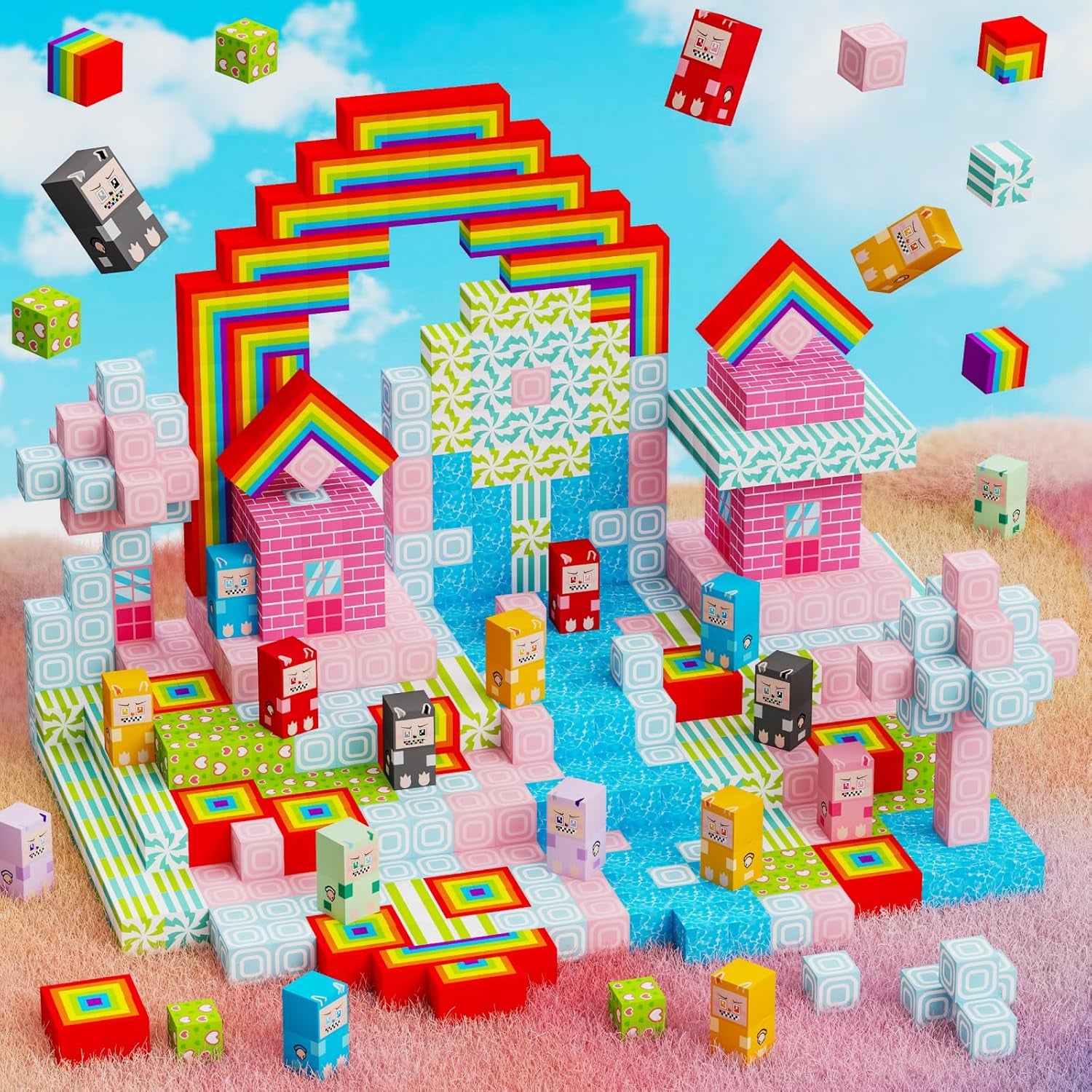 100PCS Magnetic Blocks, Magnet Educational Learning Toys for Kids, Boys and Girls, Magnetic Building Blocks Cubes, Stacking Magnets for Kids, Birthday Gifts for Boys and Girls Age 3+