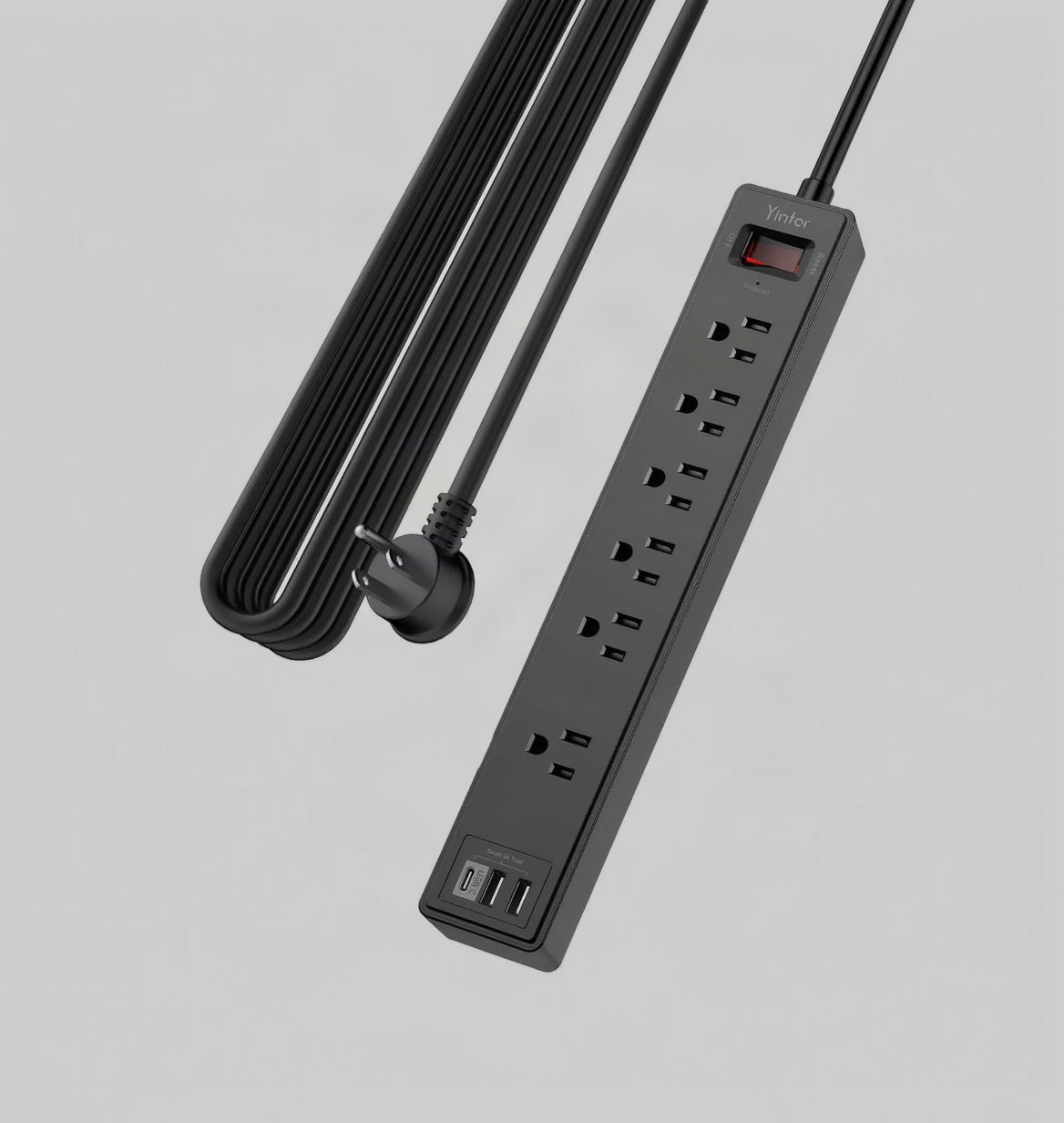 6Ft Surge Protector Power Strip with 6 Outlets & 3 USB Ports, Black