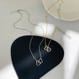 Double Heart Necklace for Women — 18K Gold Plated, Layered Heart Pendant