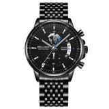 Belushi New Fashion Business Three-Eye Chronograph Genuine Leather Luminous Watch Steel Band Personalized Luxury Watch for Men