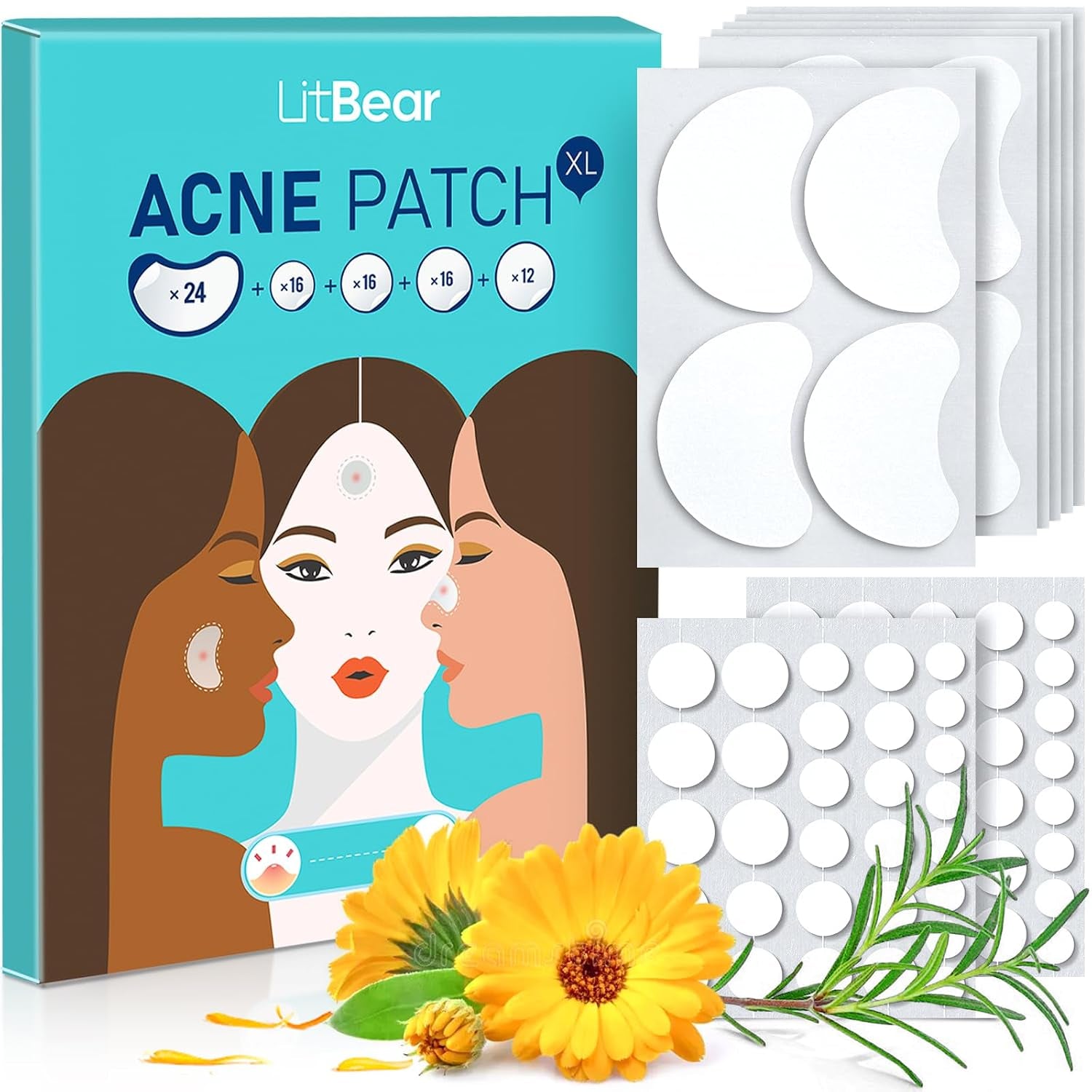 Large Hydrocolloid Acne Patches – Tea Tree Pimple Patches