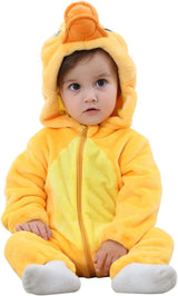 Unisex Baby Animal Costume Flannel Hooded Romper Cosplay Jumpsuit