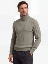 Thick Warm Sweater for Men, High Turn-Down Collar, Slim Fit Knitwear
