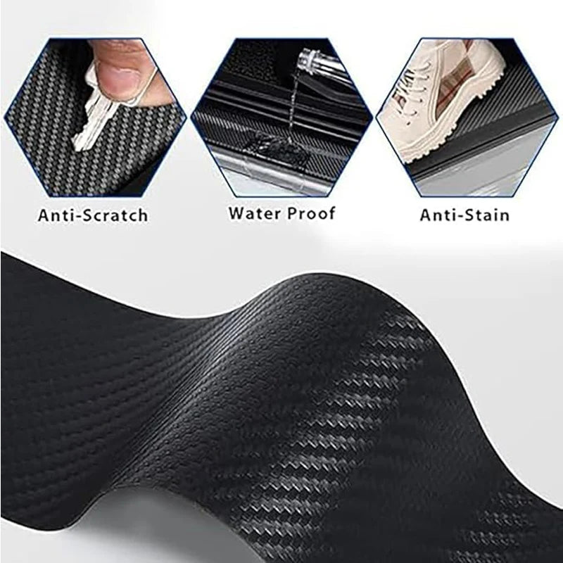 Carbon Car Door Sills Protector, Car Door Threshold Protection, Automotive Door Entry Guard 4 Pcs Universal Rubber Scratch Resistant Exterior Accessories