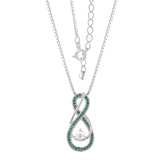 May Birthstone Necklace for Women — Emerald Green Infinity Pendant, 925 Sterling Silver