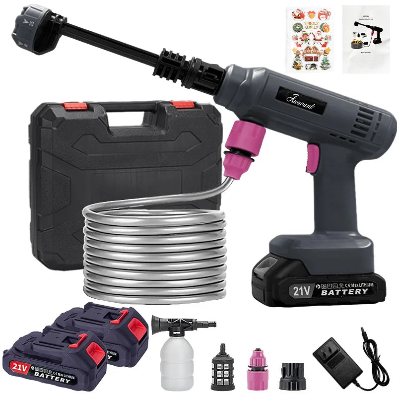 Electric Cordless High Pressure Car Wash Gun Washer Supplies Spray Cleaner Car Wash Cleaning for Car, Truck, Boat & More