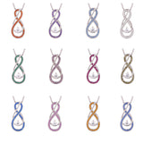 May Birthstone Necklace for Women — Emerald Green Infinity Pendant, 925 Sterling Silver