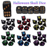 Resin 3D Skeleton Face Gaming Dice Gothic Style 5 Pieces Halloween Skull Dice Scary Novelty Dice Table Decoration for Club Pub
