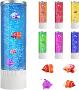 Bubble Lamp | 7 Color Changing LED Lamps | Fake Aquarium Night Light | Artificial Fish Tank with Moving Fishes | Home Decor, Ideal Gift for Kids, Adults, Sensory Lights for Autism & ADHD